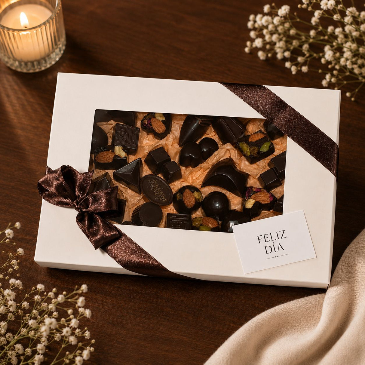Bombones Artesanales 70% Cacao · Selección 28 Piezas