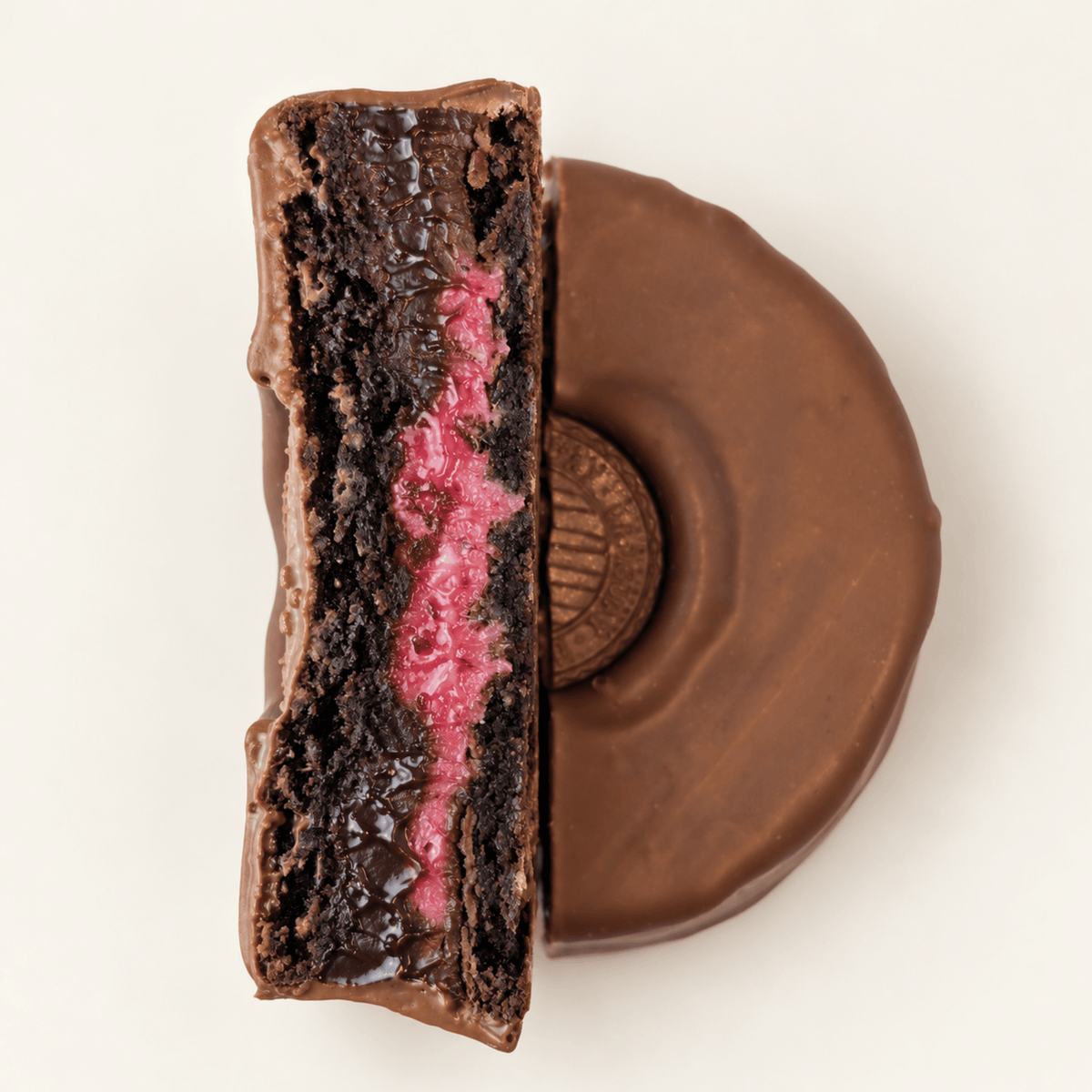 Alfajor de Ganache de Frambuesa y Chocolate